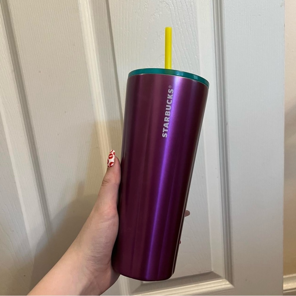 Starbucks Purple Tumbler with Yellow Straw
